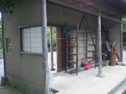 ...and doubles as a tool shed.  Built and finished with earthen plaster.