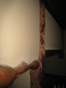 Inside a Kyoto home. This detail displays the Japanese craft of keeping wood and clay together -- a tricky trick.